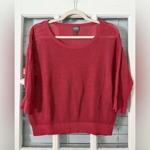 Soho New York & Company Women’s L Salmon Pink Open Knit 3/4 Sleeve Sweater